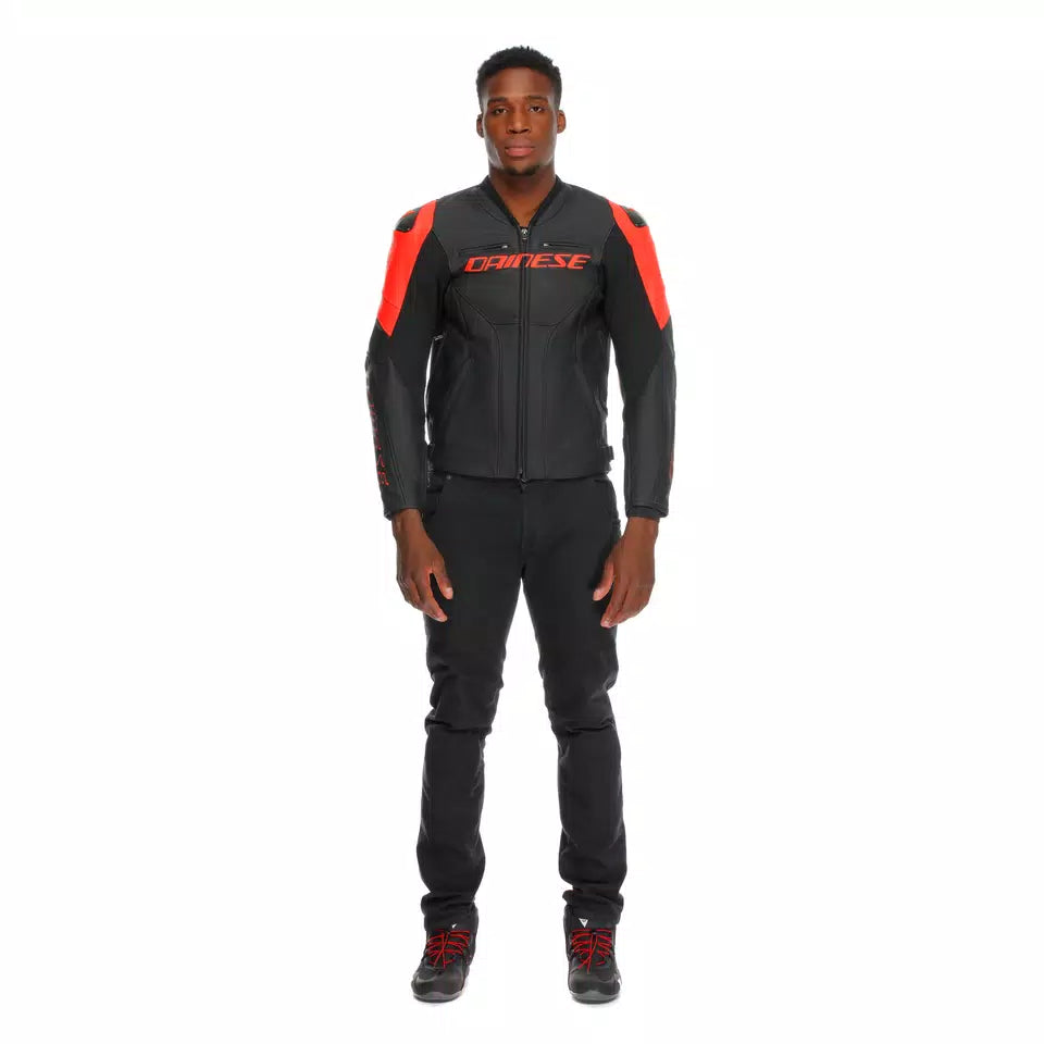 RACING 5 - GIACCA MOTO IN PELLE UOMO BLACK/RED