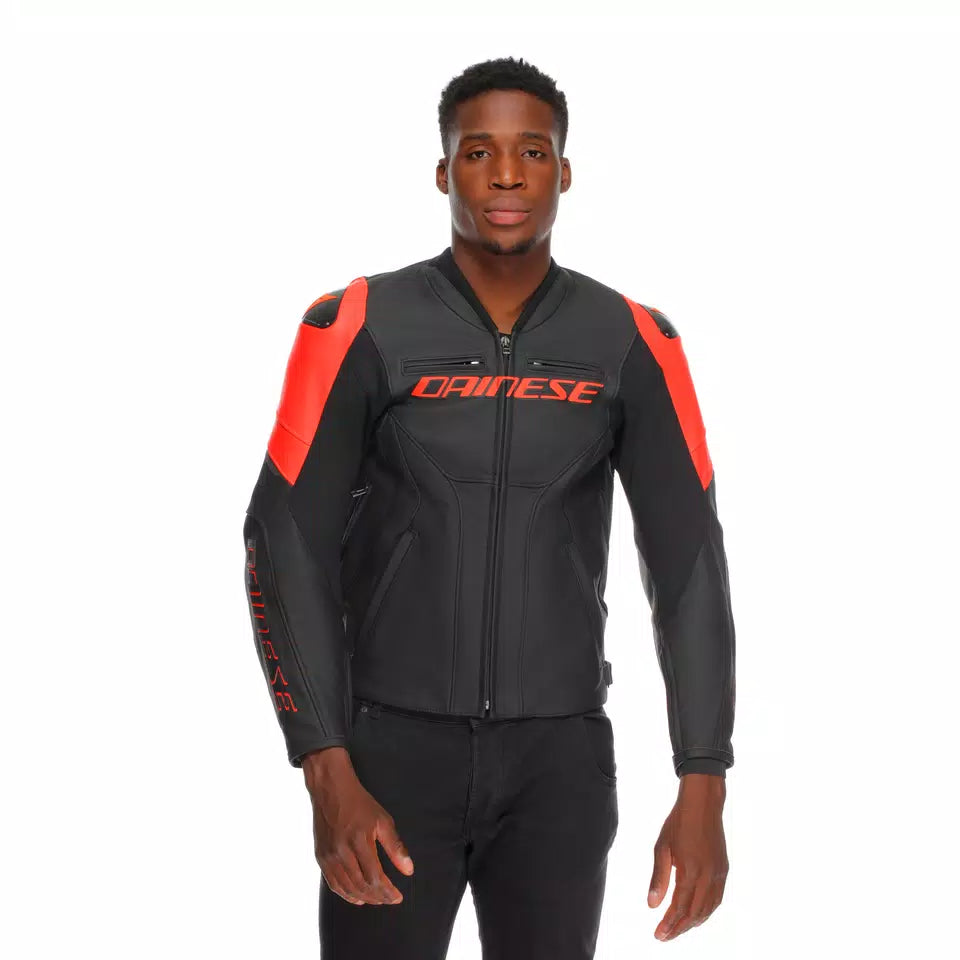 RACING 5 - GIACCA MOTO IN PELLE UOMO BLACK/RED