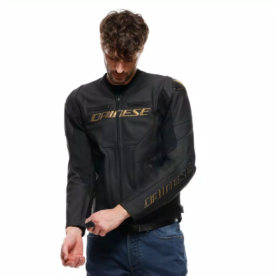RACING 5 - GIACCA MOTO IN PELLE UOMO BLACK/GOLD