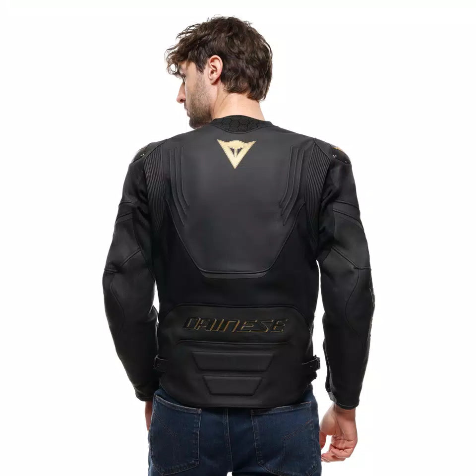 RACING 5 - GIACCA MOTO IN PELLE UOMO BLACK/GOLD